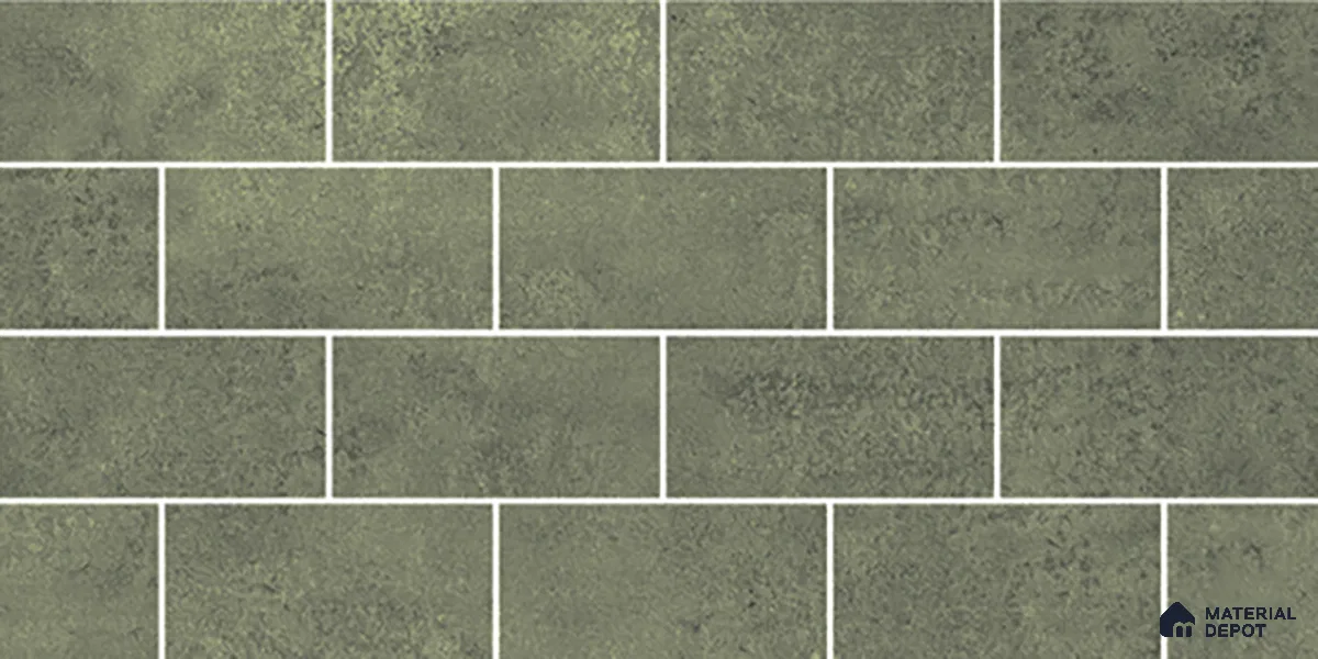Faux Subway Wall Tile TL 06570 F R Mood Green Bricks HL 2 ft x 1 ft Ceramic Glossy Finish - 8 mm | Suitable for Kitchen, Bathroom & Balcony Walls | Please Expect a Slight Variation of Pattern (Sample)