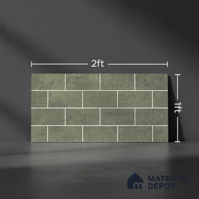 Faux Subway Wall Tile TL 06570 F R Mood Green Bricks HL 2 ft x 1 ft Ceramic Glossy Finish - 8 mm | Suitable for Kitchen, Bathroom & Balcony Walls | Please Expect a Slight Variation of Pattern (Sample)