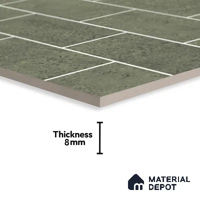 Faux Subway Wall Tile TL 06570 F R Mood Green Bricks HL 2 ft x 1 ft Ceramic Glossy Finish - 8 mm | Suitable for Kitchen, Bathroom & Balcony Walls | Please Expect a Slight Variation of Pattern (Sample)