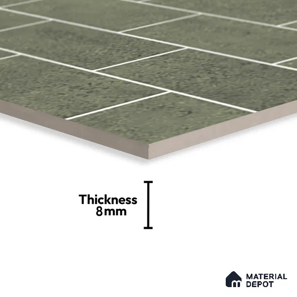 Faux Subway Wall Tile TL 06570 F R Mood Green Bricks HL 2 ft x 1 ft Ceramic Glossy Finish - 8 mm | Suitable for Kitchen, Bathroom & Balcony Walls | Please Expect a Slight Variation of Pattern (Sample)