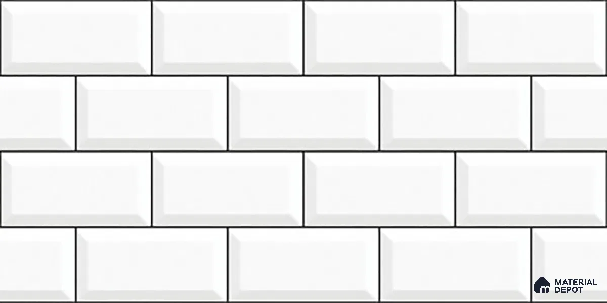 Faux Subway Wall Tile TL 06570 8022 LT 2 ft x 1 ft Ceramic Glossy Finish - 8 mm | Suitable for Kitchen, Bathroom & Balcony Walls | Please Expect a Slight Variation of Pattern (Sample)