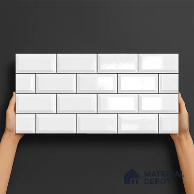 Faux Subway Wall Tile TL 06570 8022 LT 2 ft x 1 ft Ceramic Glossy Finish - 8 mm | Suitable for Kitchen, Bathroom & Balcony Walls | Please Expect a Slight Variation of Pattern (Sample)