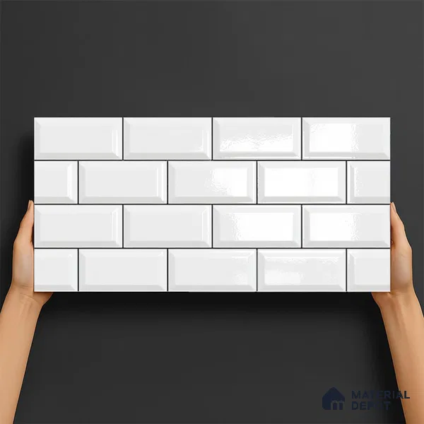 Faux Subway Wall Tile TL 06570 8022 LT 2 ft x 1 ft Ceramic Glossy Finish - 8 mm | Suitable for Kitchen, Bathroom & Balcony Walls | Please Expect a Slight Variation of Pattern (Sample)