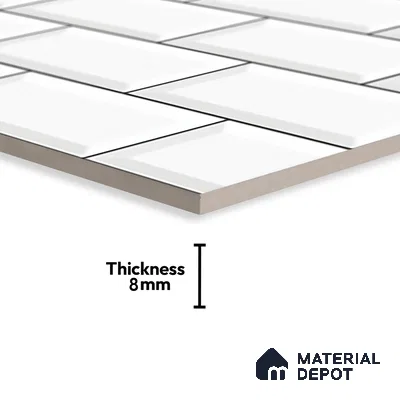 Faux Subway Wall Tile TL 06570 8022 LT 2 ft x 1 ft Ceramic Glossy Finish - 8 mm | Suitable for Kitchen, Bathroom & Balcony Walls | Please Expect a Slight Variation of Pattern (Sample)