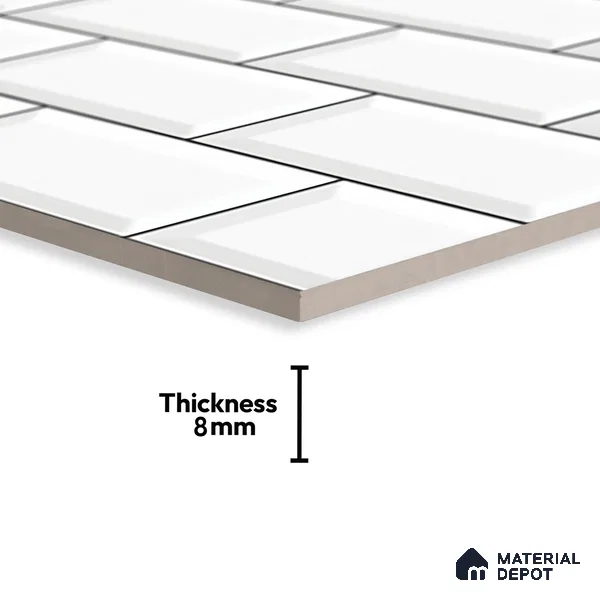 Faux Subway Wall Tile TL 06570 8022 LT 2 ft x 1 ft Ceramic Glossy Finish - 8 mm | Suitable for Kitchen, Bathroom & Balcony Walls | Please Expect a Slight Variation of Pattern (Sample)