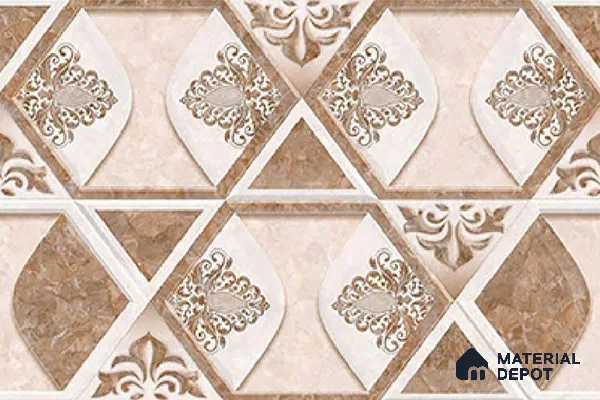 TL 01888 B Brown & White Highlighter 2 18 x 12 inch Glossy Finish Ceramic Wall Tile - 6 mm