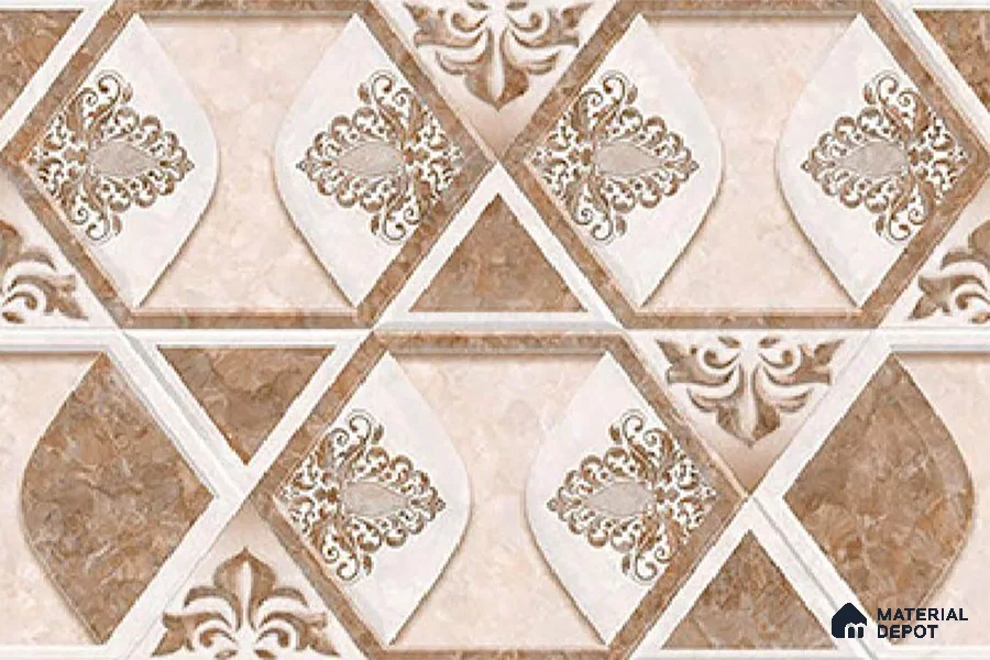 TL 01888 B Brown & White Highlighter 2 18 x 12 inch Glossy Finish Ceramic Wall Tile - 6 mm