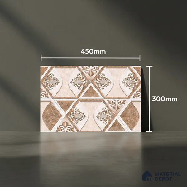 TL 01888 B Brown & White Highlighter 2 18 x 12 inch Glossy Finish Ceramic Wall Tile - 6 mm