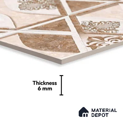 TL 01888 B Brown & White Highlighter 2 18 x 12 inch Glossy Finish Ceramic Wall Tile - 6 mm