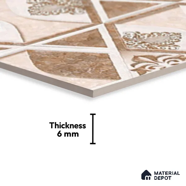 TL 01888 B Brown & White Highlighter 2 18 x 12 inch Glossy Finish Ceramic Wall Tile - 6 mm