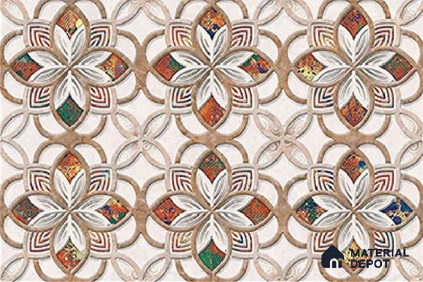 TL 01888 A White & Brown Highlighter 1 18 x 12 inch Glossy Finish Ceramic Wall Tile - 6 mm