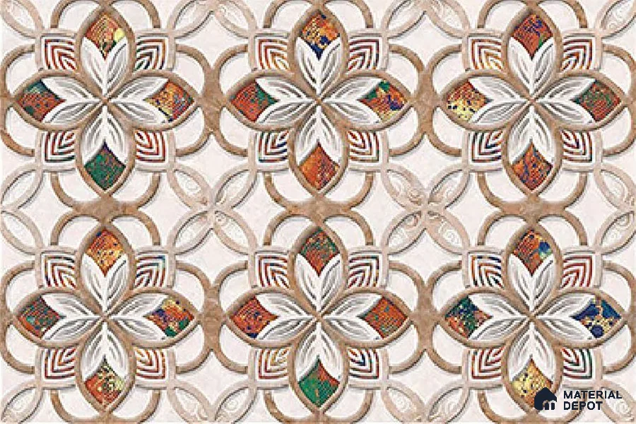 TL 01888 A White & Brown Highlighter 1 18 x 12 inch Glossy Finish Ceramic Wall Tile - 6 mm