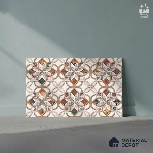 TL 01888 A White & Brown Highlighter 1 18 x 12 inch Glossy Finish Ceramic Wall Tile - 6 mm
