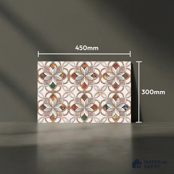 TL 01888 A White & Brown Highlighter 1 18 x 12 inch Glossy Finish Ceramic Wall Tile - 6 mm