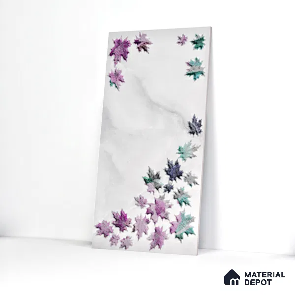 Floral Wall Tile TL 06505   24 inch x 12 inch Ceramic Sugar Finish - 8 mm | Suitable for Accent / Feature Walls & Bathroom Wall | Please Expect a Slight Variation of Pattern (Sample)