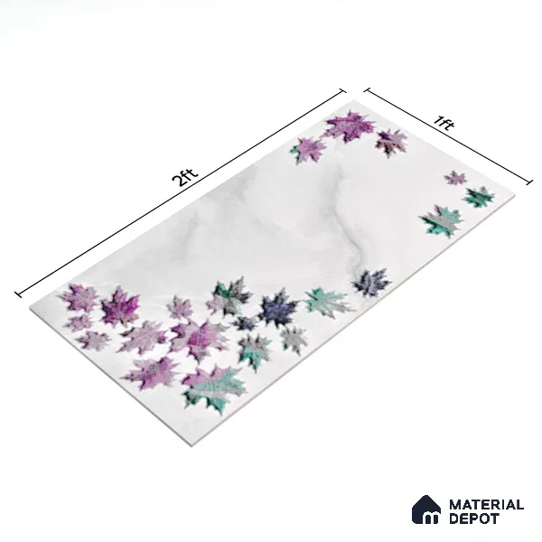 Floral Wall Tile TL 06505   24 inch x 12 inch Ceramic Sugar Finish - 8 mm | Suitable for Accent / Feature Walls & Bathroom Wall | Please Expect a Slight Variation of Pattern (Sample)