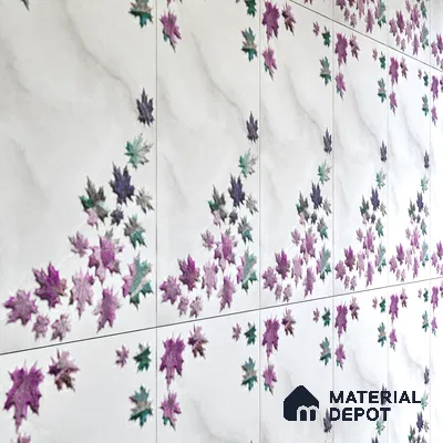 Floral Wall Tile TL 06505   24 inch x 12 inch Ceramic Sugar Finish - 8 mm | Suitable for Accent / Feature Walls & Bathroom Wall | Please Expect a Slight Variation of Pattern (Sample)