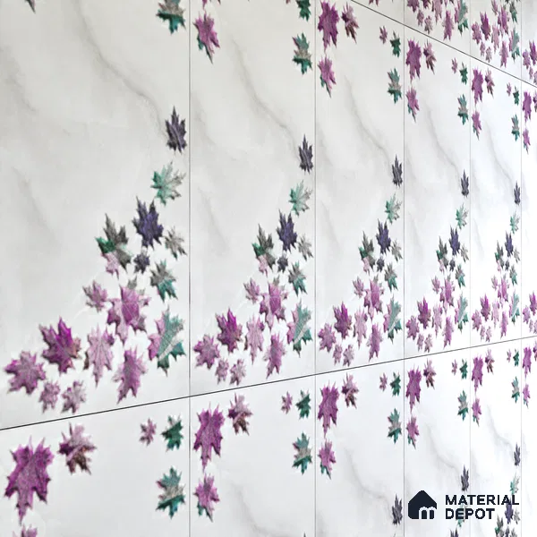 Floral Wall Tile TL 06505   24 inch x 12 inch Ceramic Sugar Finish - 8 mm | Suitable for Accent / Feature Walls & Bathroom Wall | Please Expect a Slight Variation of Pattern (Sample)