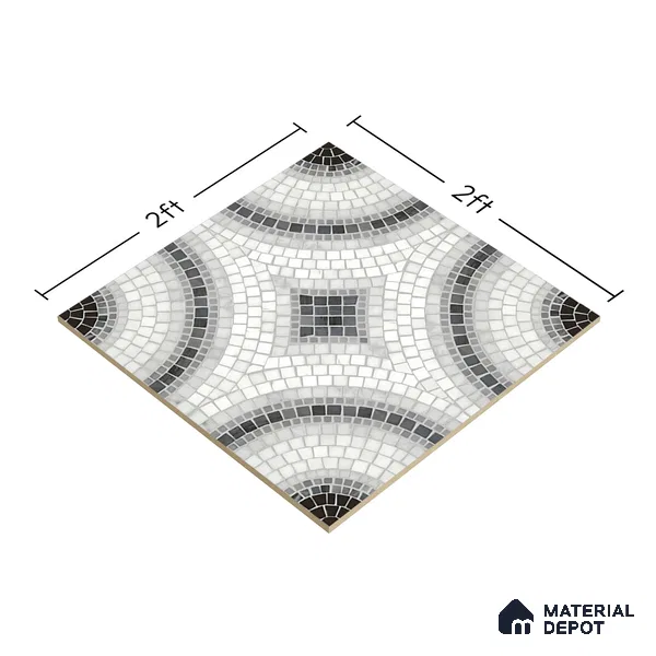 Geometric Wall & Floor Tile TL 06602 Veleta Arte 2 ft x 2 ft Vitrified Matte Finish - 9 mm | Suitable for Living Room, Balcony, Courtyard | Please Expect a Slight Variation of Pattern (Sample)