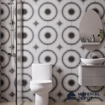 Geometric Wall & Floor Tile TL 06602 Veleta Arte 2 ft x 2 ft Vitrified Matte Finish - 9 mm | Suitable for Living Room, Balcony, Courtyard | Please Expect a Slight Variation of Pattern (Sample)