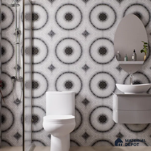 Geometric Wall & Floor Tile TL 06602 Veleta Arte 2 ft x 2 ft Vitrified Matte Finish - 9 mm | Suitable for Living Room, Balcony, Courtyard | Please Expect a Slight Variation of Pattern (Sample)