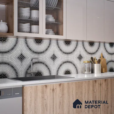 Geometric Wall & Floor Tile TL 06602 Veleta Arte 2 ft x 2 ft Vitrified Matte Finish - 9 mm | Suitable for Living Room, Balcony, Courtyard | Please Expect a Slight Variation of Pattern (Sample)