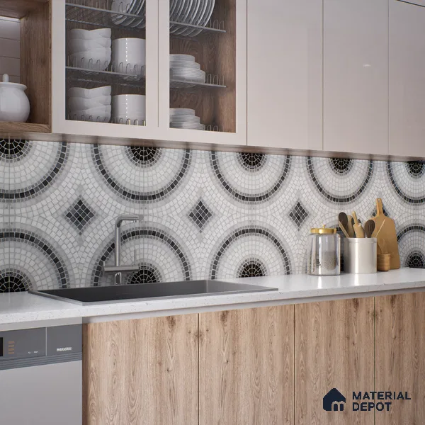 Geometric Wall & Floor Tile TL 06602 Veleta Arte 2 ft x 2 ft Vitrified Matte Finish - 9 mm | Suitable for Living Room, Balcony, Courtyard | Please Expect a Slight Variation of Pattern (Sample)