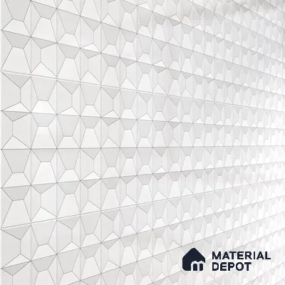 3D Wall Tile TL 06516  Wonder White 016 24 inch x 12 inch Ceramic Glossy Finish - 8 mm | Suitable for Accent / Feature Walls, Bathroom, Kitchen Wall & Backsplashes