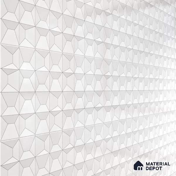 3D Wall Tile TL 06516 Wonder White 016 24 inch x 12 inch Ceramic Glossy Finish - 8 mm | Suitable for Accent / Feature Walls, Bathroom, Kitchen Wall & Backsplashes