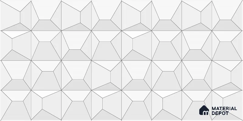 3D Wall Tile TL 06516  Wonder White 016 24 inch x 12 inch Ceramic Glossy Finish - 8 mm | Suitable for Accent / Feature Walls, Bathroom, Kitchen Wall & Backsplashes