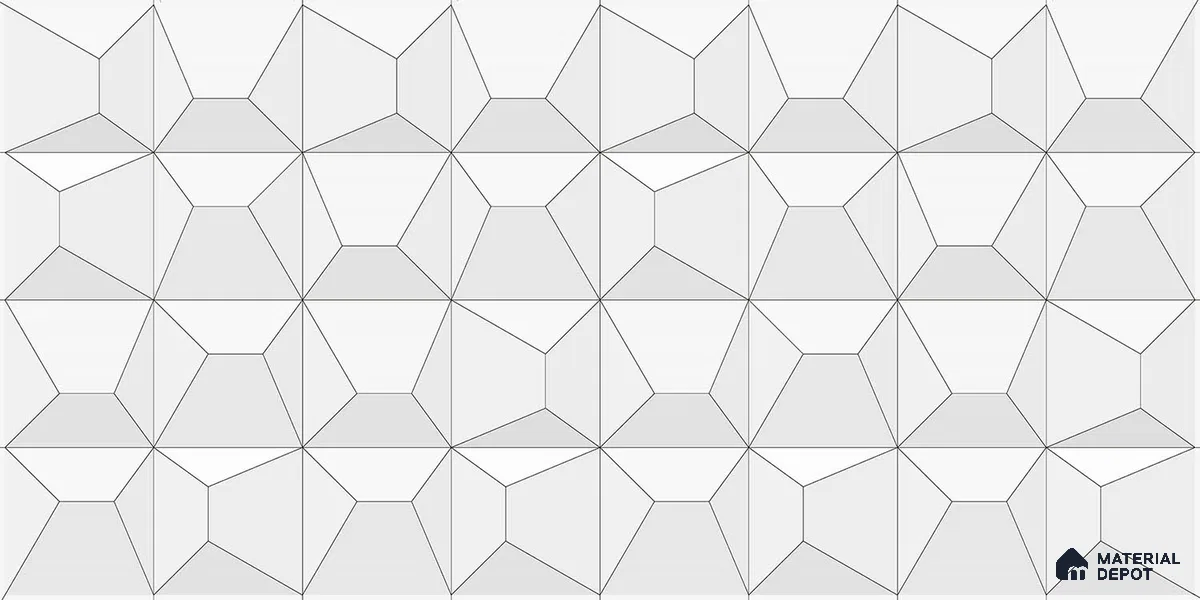 3D Wall Tile TL 06516 Wonder White 016 24 inch x 12 inch Ceramic Glossy Finish - 8 mm | Suitable for Accent / Feature Walls, Bathroom, Kitchen Wall & Backsplashes