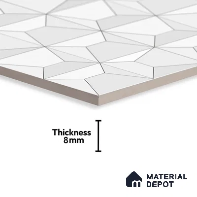 3D Wall Tile TL 06516  Wonder White 016 24 inch x 12 inch Ceramic Glossy Finish - 8 mm | Suitable for Accent / Feature Walls, Bathroom, Kitchen Wall & Backsplashes