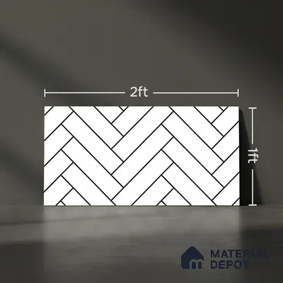 Faux Subway Wall Tile TL 10753 White Linen Light 2 ft x 1 ft Glossy Finish Ceramic Tile - 9 mm | Please Expect a Slight Variation of Pattern