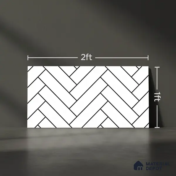 Faux Subway Wall Tile TL 10753 White Linen Light 2 ft x 1 ft Glossy Finish Ceramic Tile - 9 mm | Please Expect a Slight Variation of Pattern