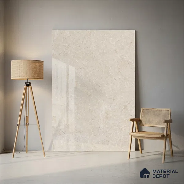 Marble Look Tile TL 09704 6 ft x 4 ft Glossy Finish Vitrified Tile - 15 mm | Adhesive and Spacers Must be Used During Installation