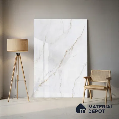 Marble Look Tile TL 09706 6 ft x 4 ft Glossy Finish Vitrified Tile - 15 mm | Adhesive and Spacers Must be Used During Installation