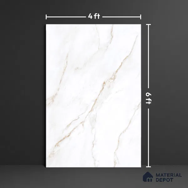Marble Look Tile TL 09706 6 ft x 4 ft Glossy Finish Vitrified Tile - 15 mm | Adhesive and Spacers Must be Used During Installation