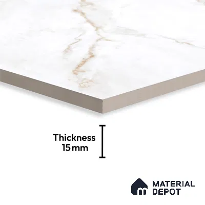 Marble Look Tile TL 09706 6 ft x 4 ft Glossy Finish Vitrified Tile - 15 mm | Adhesive and Spacers Must be Used During Installation