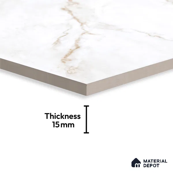 Marble Look Tile TL 09706 6 ft x 4 ft Glossy Finish Vitrified Tile - 15 mm | Adhesive and Spacers Must be Used During Installation