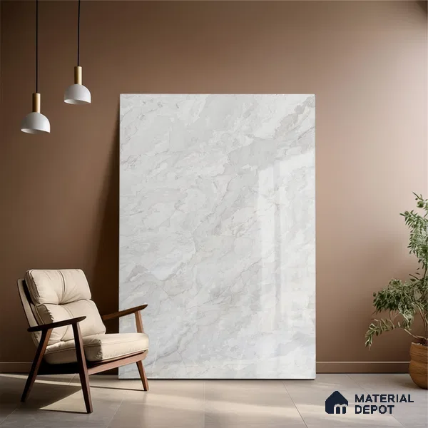Marble Look Tile TL 09707 6 ft x 4 ft Glossy Finish Vitrified Tile - 15 mm | Adhesive and Spacers Must be Used During Installation