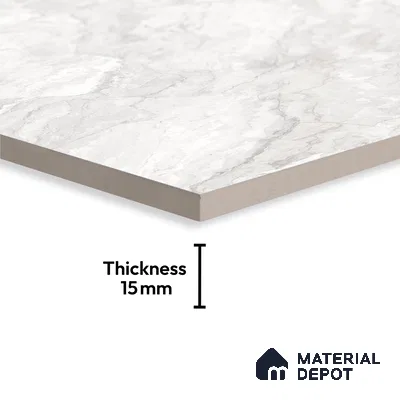 Marble Look Tile TL 09707 6 ft x 4 ft Glossy Finish Vitrified Tile - 15 mm | Adhesive and Spacers Must be Used During Installation