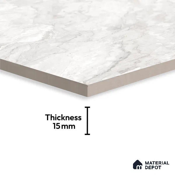 Marble Look Tile TL 09707 6 ft x 4 ft Glossy Finish Vitrified Tile - 15 mm | Adhesive and Spacers Must be Used During Installation
