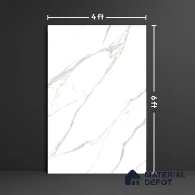 Marble Look Tile TL 09708 6 ft x 4 ft Glossy Finish Vitrified Tile - 15 mm | Adhesive and Spacers Must be Used During Installation