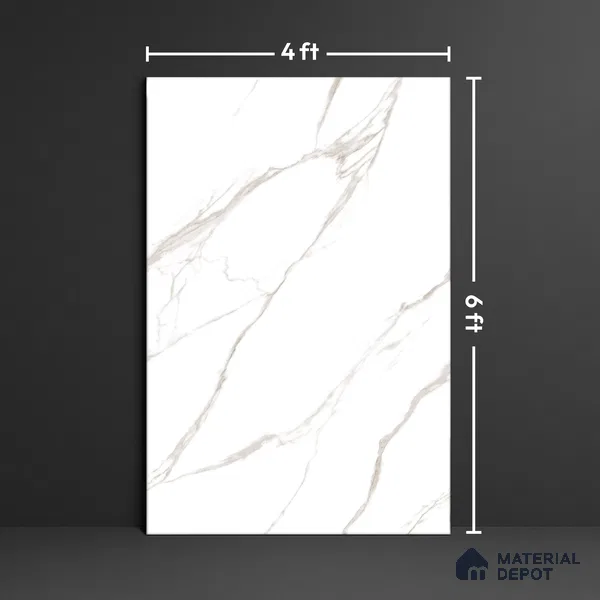 Marble Look Tile TL 09708 6 ft x 4 ft Glossy Finish Vitrified Tile - 15 mm | Adhesive and Spacers Must be Used During Installation