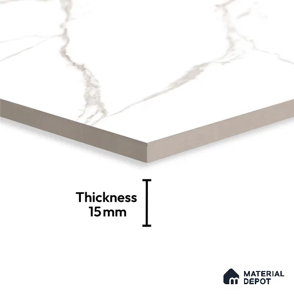 Marble Look Tile TL 09708 6 ft x 4 ft Glossy Finish Vitrified Tile - 15 mm | Adhesive and Spacers Must be Used During Installation