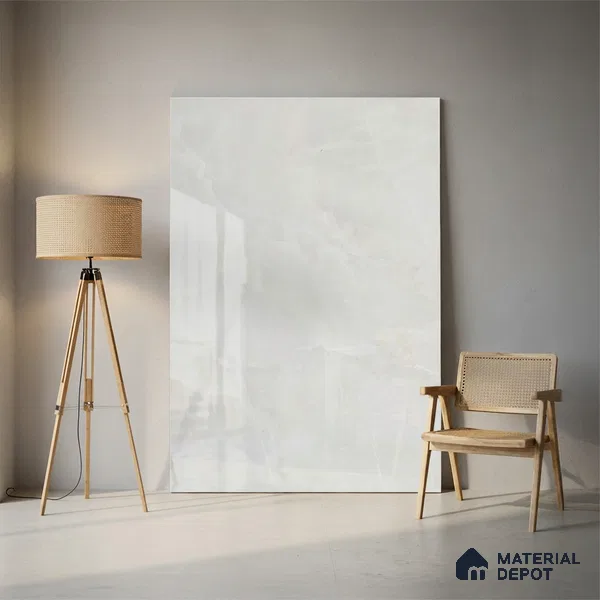 Marble Look Tile TL 09700 6 ft x 4 ft Glossy Finish Vitrified Tile - 9 mm | Adhesive and Spacers Must be Used During Installation