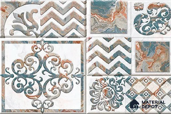 TL 01912 B Red & White Highlighter 2 18 x 12 inch Glossy Finish Ceramic Wall Tile - 6 mm
