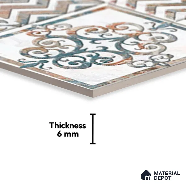 TL 01912 B Red & White Highlighter 2 18 x 12 inch Glossy Finish Ceramic Wall Tile - 6 mm