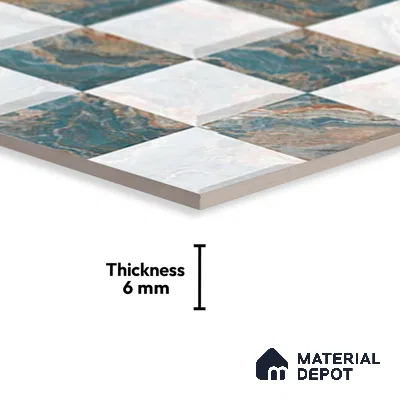 TL 01912 A White & Green Highlighter 1 18 x 12 inch Glossy Finish Ceramic Wall Tile - 6 mm