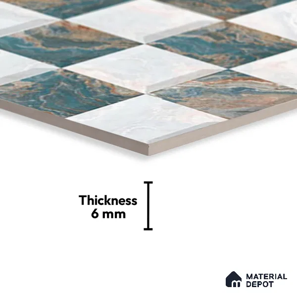 TL 01912 A White & Green Highlighter 1 18 x 12 inch Glossy Finish Ceramic Wall Tile - 6 mm